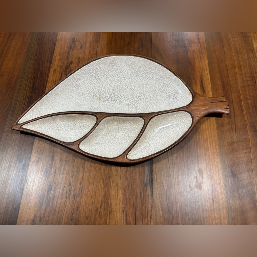 1960’s Treasure Craft USA MCM Leaf Snack Dish